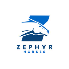 Modern Letter Z Monogram Horse Head logo, letter Z horse logo, horse head logo