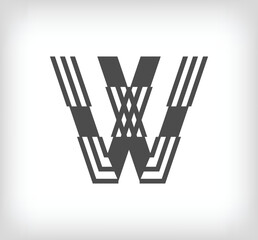 Letter W linear modern logo. The letter is in line strip form. Alphabet letter character and linear abstract design. logo, corporate identity, application, creative poster and more.
