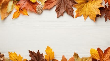 Autumnal Charm: Decorative Frame with Beautiful Fall Leaves Border
