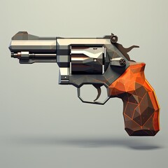 revolver - isolated sideview polygon style illustration 