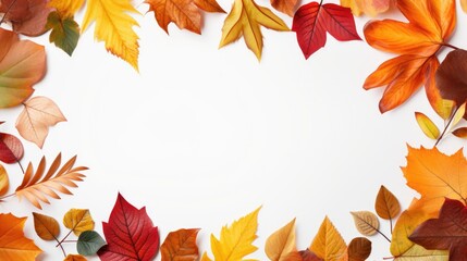 Autumnal Charm: Decorative Frame with Beautiful Fall Leaves Border