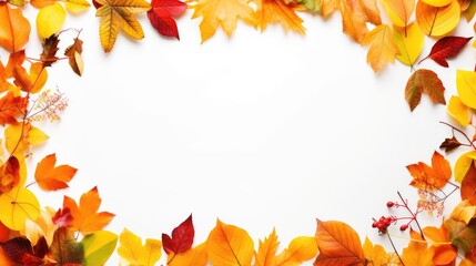 Autumnal Charm: Decorative Frame with Beautiful Fall Leaves Border