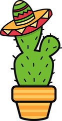 Mexican cute cactus doodle sign
