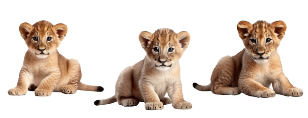 Lion cub white background