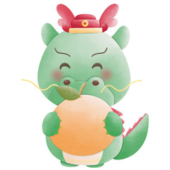 Green dragon hold orange 
