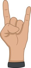 Hand Gesture Showing Symbol of Rock. Gesture of Rock Fans. Vector Musical Illustration