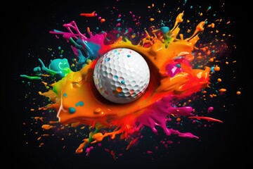 Dynamic golf ball impact with colorful splat design