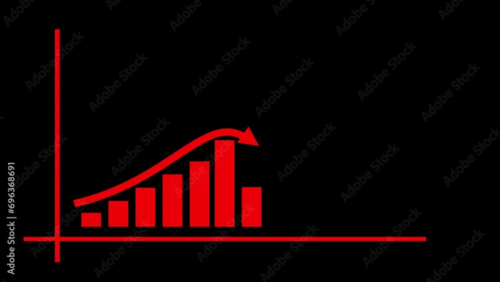Poster business graph up to down animation. animation bar chart graph with growing business. video footage.