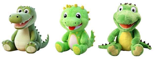 Crocodile stuffed plush aninmal toy for children, isolated on transparent