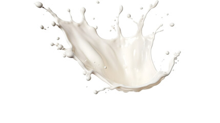 Spilled milk splash isolated on transparent white background