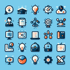 social network icons. collection of icons with educational concept
