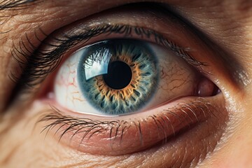 Intense gaze captured in close-up of a man's eye