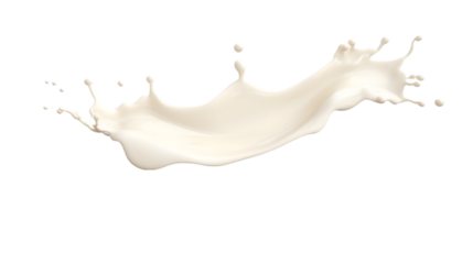 Spilled milk splash isolated on transparent white background