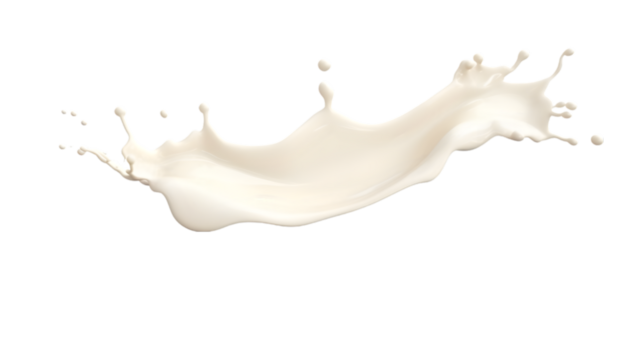 Spilled milk splash isolated on transparent white background