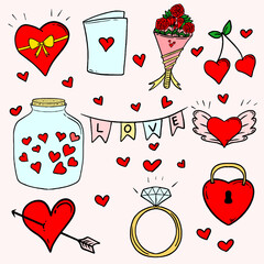 Illustration with a love theme that can be used for Valentine's Day, with a flat design style