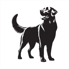 Dog Silhouette - Zen Bulldogs, Meditating Pups, and Serene Canines Showcased in Tranquil Silhouettes - Minimallest dog black vector




