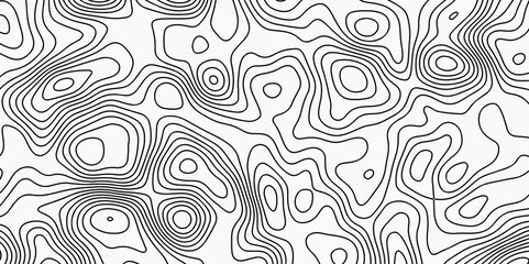 Abstract Topographic Map in Contour white and block background design. Ocean topographic line map with curvy wave isolines vector Topographic Map in Contour.