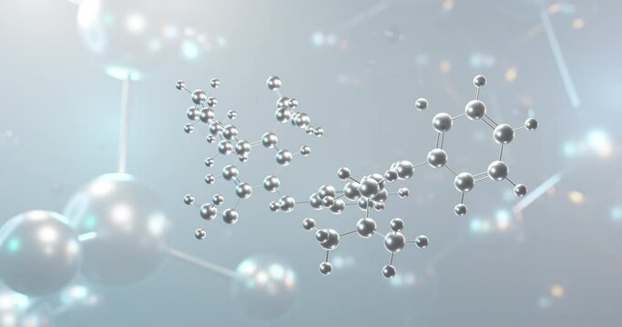 Lazertinib rotating 3d molecule, molecular structure of epidermal growth factor receptor inhibitor, seamless video