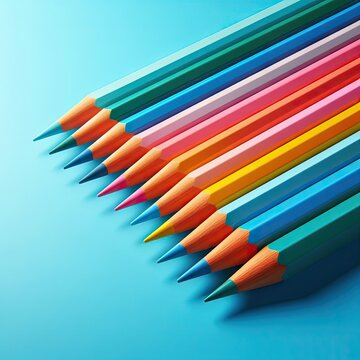 colorful pencils on white background