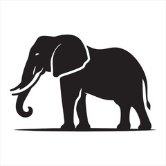 Elephant Silhouette - Decorative Elephant Patterns, Ornamental Tuskers, and Artistic Shadows for Creative Concepts - Minimallest elephant black vector
