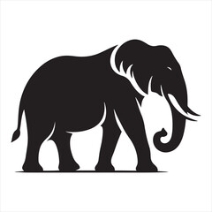 Elephant Silhouette - Wildlife Elegance, Safari Adventures, and Ethereal Elephant Shadows for Artistic Designs - Minimallest elephant black vector
