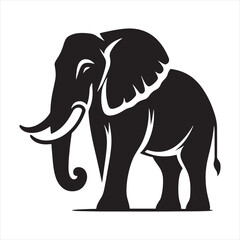 Elephant Silhouette - Sunset Safari, Silhouetted Elephants in Golden Hues, and African Wildlife Majesty - Minimallest elephant black vector
