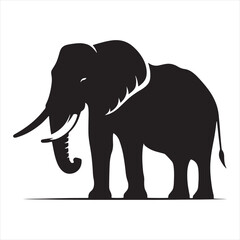 Elephant Silhouette - Tribal Elephant Art, Decorative Pachyderm Patterns, and Cultural Significance in Shadow Play - Minimallest elephant black vector
