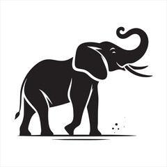 Elephant Silhouette - Majestic Pachyderms in Graceful Poses, Serene Family Bonds, and Powerful Tuskers Against the Horizon - Minimallest elephant black vector
