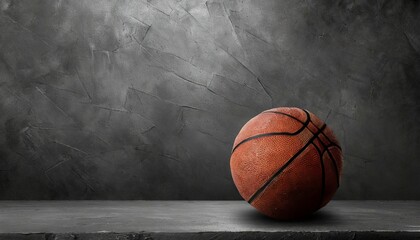 basketball ball on dark concrete wall texture background background for product display banner or mockup - Powered by Adobe