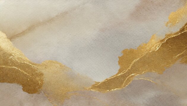 watercolor paper texture painting wall abstract gold nacre and beige marble copy space background