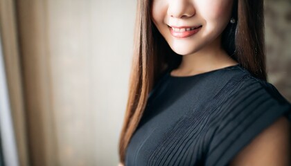 黒い服の女性の口元