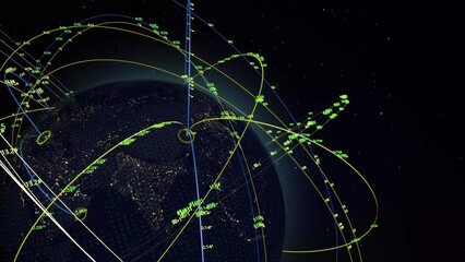 Global Network Data Visualization Over Earth © kinomaster