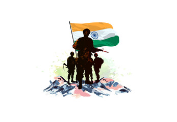 Indian Republic Day Poster Design. 26 January Patriotic Tricolor parade background. Indian army celebrating and remembering freedom day.