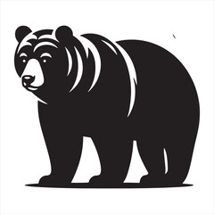 bear silhouette: Bear Family Hibernation Scenes, Mother Bears Protecting Cubs, and Bear Siblings Frolicking in Nature's Serenity - Minimallest bear black vector
