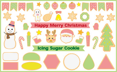 Fototapeta premium クリスマス アシングシュガークッキー（イラストとフレーム）セット