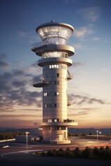 Air traffic control tower 3d rendering