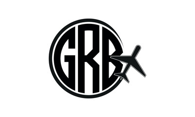 GRB three initial letter circle tour & travel agency logo design vector template. hajj Umrah agency, abstract, wordmark, business, monogram, minimalist, brand, company, flat, tourism agency, tourist - obrazy, fototapety, plakaty