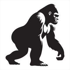 gorilla silhouette: Gorilla Gestures, Facial Expressions, and Emotional Depth Conveyed in Stunning Silhouettes - Minimallest gorilla black vector monkey silhouette
