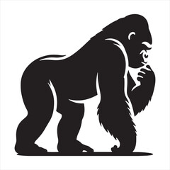 gorilla silhouette: Tropical Jungle Scenes, Gorilla Habitat, and Rich Biodiversity Captured in Artful Silhouette Imagery - Minimallest gorilla black vector monkey silhouette
