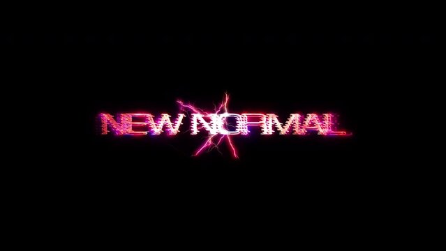 New Normal Glow pink neon Abstract Lightning text animation on black abstract background  