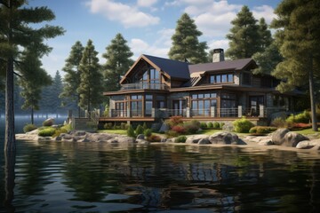 3D exterior of a house on the river