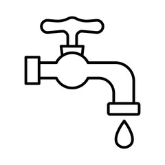Faucet illustration. Water, drop, bath, sink, plumber, plumbing, valve, shower, pipe, leak. Vector icons for business and advertising