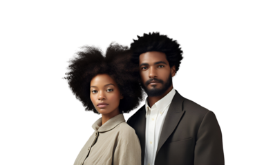 Valentine’s Day: A Portrait of Afro American Love, Isolated on Transparent Background, PNG