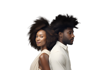 Portrait of Afro American Couple on Valentine’s Day, Isolated on Transparent Background, PNG