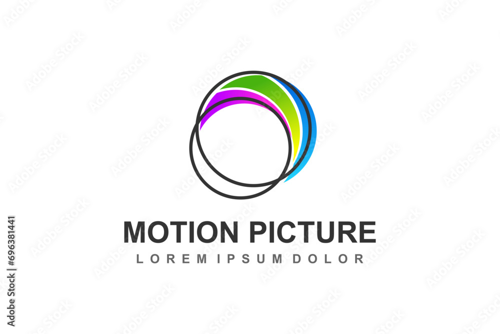 Poster modern startup logo with colorful abstract rounded shape.