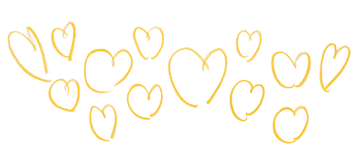 Pencil drawn yellow heart isolated on transparent background.