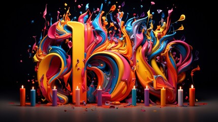 An artistic rendition of the word 'birthday,' creatively crafted with vibrant colors and unique...