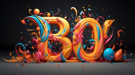 An artistic rendition of the word 'birthday,' creatively crafted with vibrant colors and unique typography, adding a festive touch to the celebration.