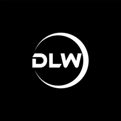 DLW letter logo design with black background in illustrator, cube logo, vector logo, modern alphabet font overlap style. calligraphy designs for logo, Poster, Invitation, etc.