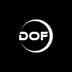 DOF letter logo design with black background in illustrator, cube logo, vector logo, modern alphabet font overlap style. calligraphy designs for logo, Poster, Invitation, etc.